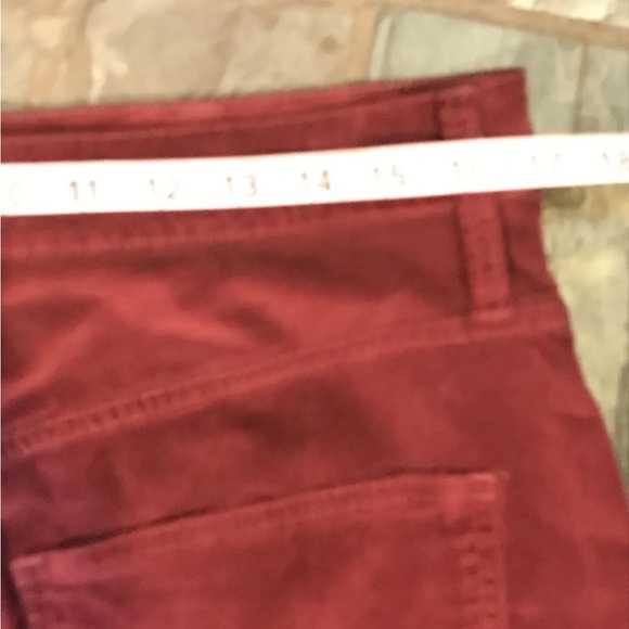 MADEWELL burgundy Mini Skirt 1/2 zip button Velvet Stretchy size 30 back pockets - Picture 9 of 10